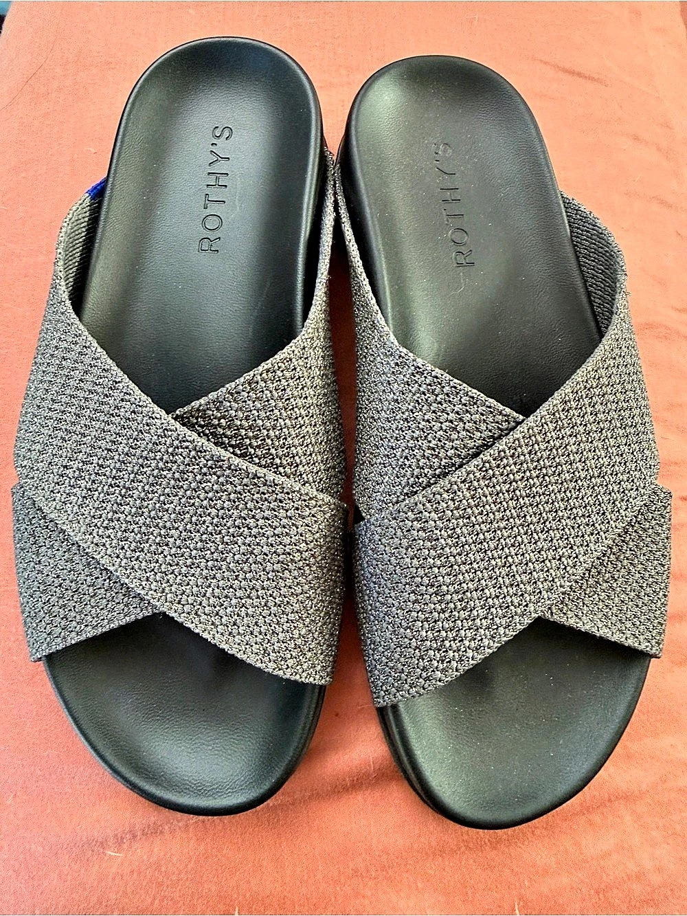 Rothy's The Weekend Slide Sandals Black & Gray